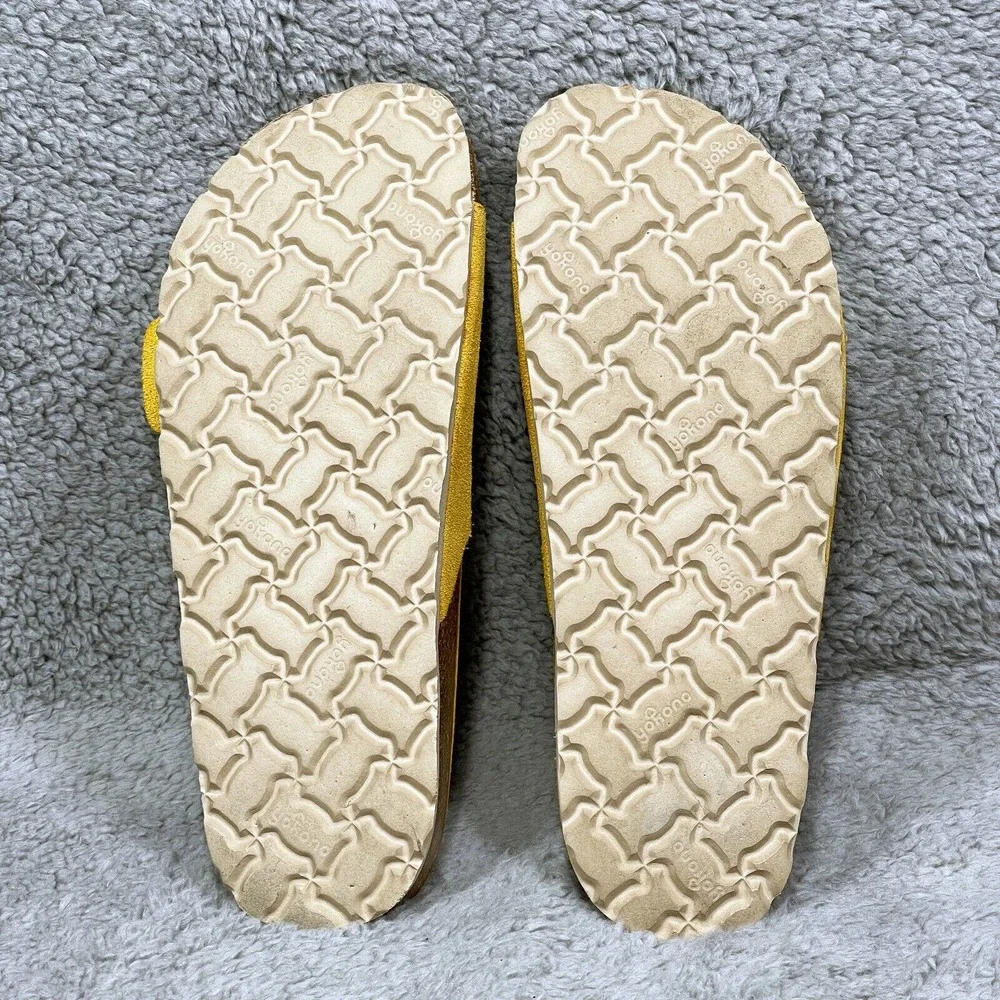 Yokono Oasis Womens Size 6 Slide Sandals Shoes Yellow Sock Leather Buckle
